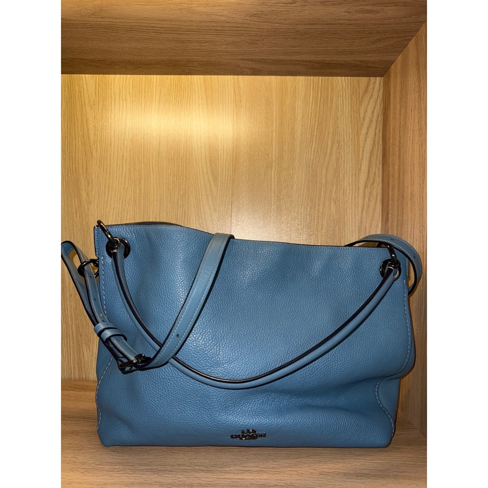 Coach Edie 31 Blue Pebbled Leather Shoulder Crossbody Bag - Picture 4 of 11